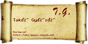 Takó Győző névjegykártya